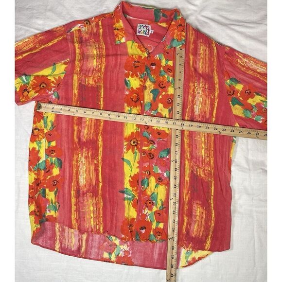 Vintage Jams World Fire Daisy Hawaiian Button Up Shirt Floral Mens Size XL - Picture 3 of 10